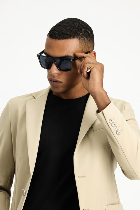 Medium Beige Techno-Line 7 Drop Super Slim Fit Extra Narrow Cut Suit
