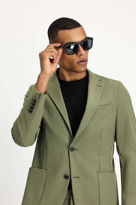 Medium Khaki Techno-Line 7 Drop Super Slim Fit Extra Narrow Cut Suit