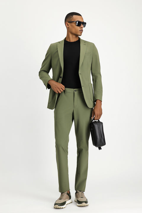 Medium Khaki Techno-Line 7 Drop Super Slim Fit Extra Narrow Cut Suit