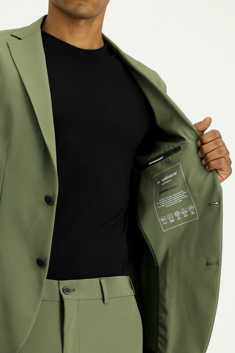 Medium Khaki Techno-Line 7 Drop Super Slim Fit Extra Narrow Cut Suit