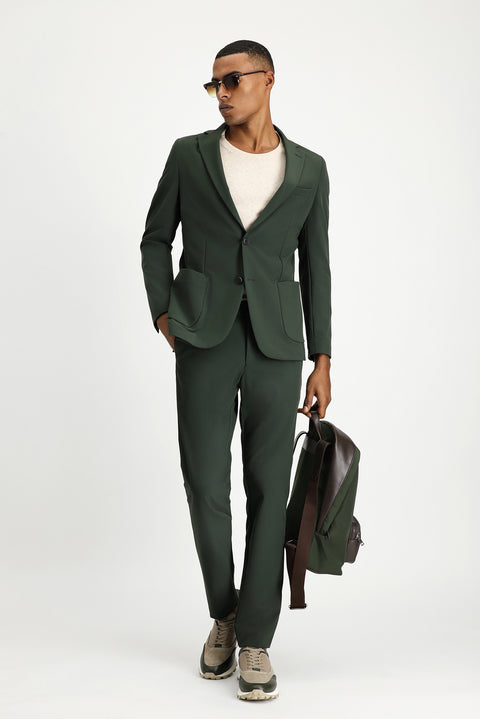 Dark Green Techno-Line 7 Drop Super Slim Fit Extra Narrow Cut Suit