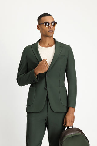  Koyu Yeşil Techno-Line 7 Drop Super Slim Fit Eksra Dar Kesim Takım Elbise