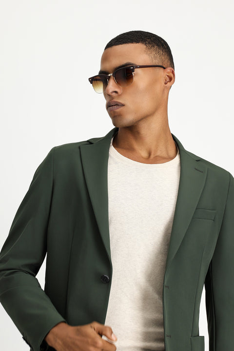 Dark Green Techno-Line 7 Drop Super Slim Fit Extra Narrow Cut Suit
