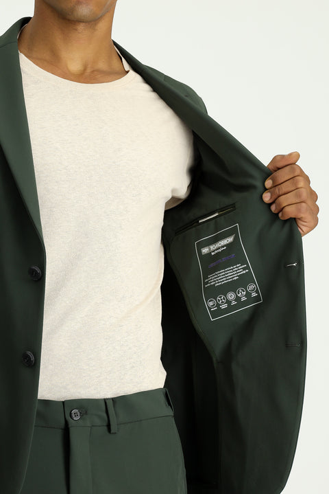 Dark Green Techno-Line 7 Drop Super Slim Fit Extra Narrow Cut Suit