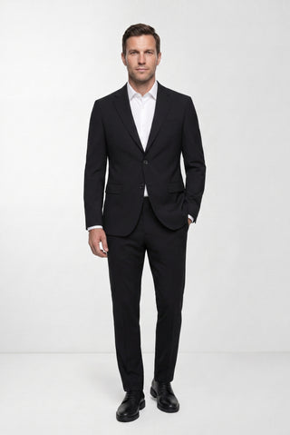  Siyah 7 Drop Super Slim Fit Ekstra Dar Kesim Mevsimlik Likralı Esnek Takım Elbise