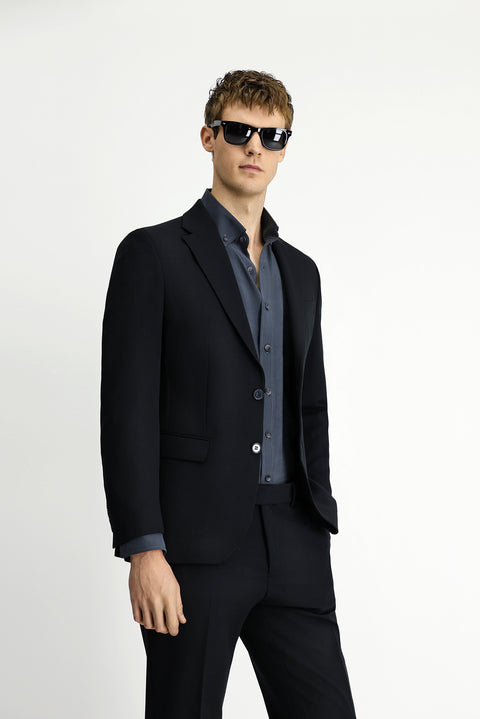 Black 6 Drop Regular Fit Standard Cut Seasonal Lycra Stretch Suit