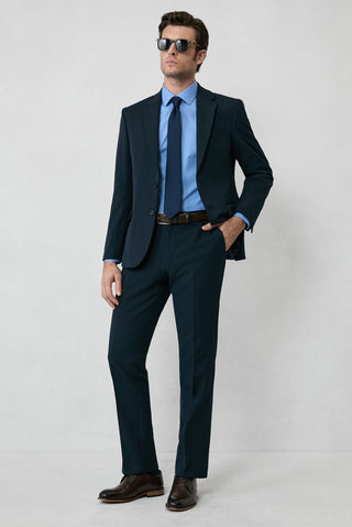  Koyu Lacivert 4 Drop Relaxed Fit Rahat Kesim Mevsimlik Likralı Esnek Takım Elbise