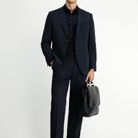 Black 6-Drop Regular Fit Standard Cut Elastic Waist Bag Pocket Modal Blend Suit