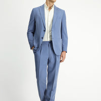 Blue 6 Drop Regular Fit Standard Cut Elastic Waist Patch Pocket Modal Blend Suit