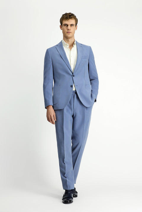 Blue 6 Drop Regular Fit Standard Cut Elastic Waist Patch Pocket Modal Blend Suit
