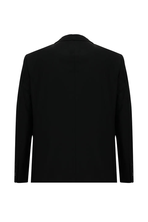 Black 6-Drop Regular Fit Standard Cut Wool Suit