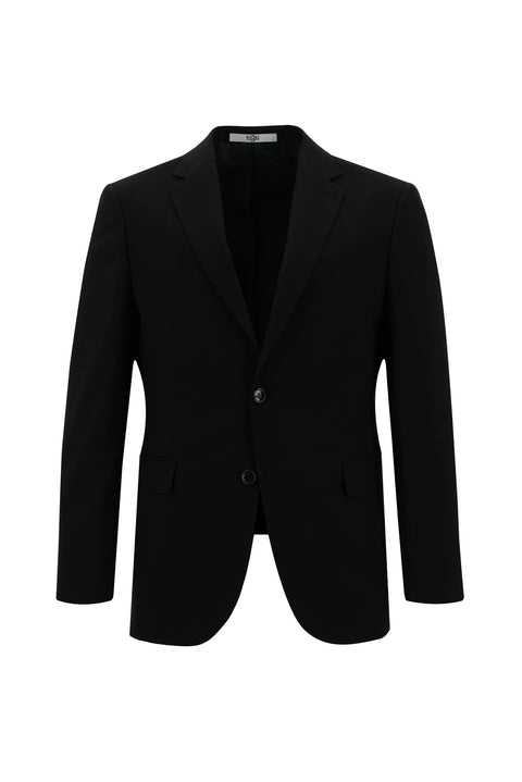 Black 4-Drop Relaxed Fit Wool Suit