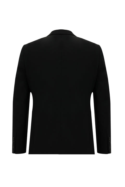 Black 4-Drop Relaxed Fit Wool Suit