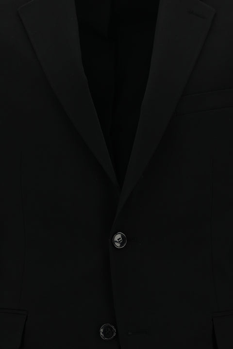 Black 4-Drop Relaxed Fit Wool Suit
