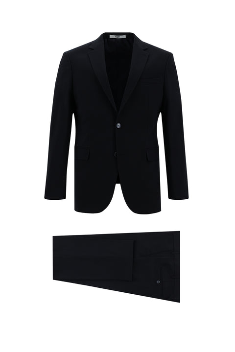 Black Navy 6 Drop Regular Fit Standard Cut Wool Suit