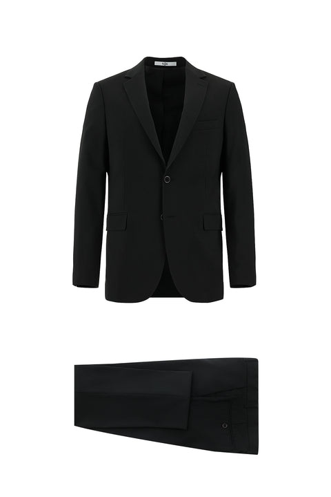 Black 6-Drop Regular Fit Standard Cut Wool Suit