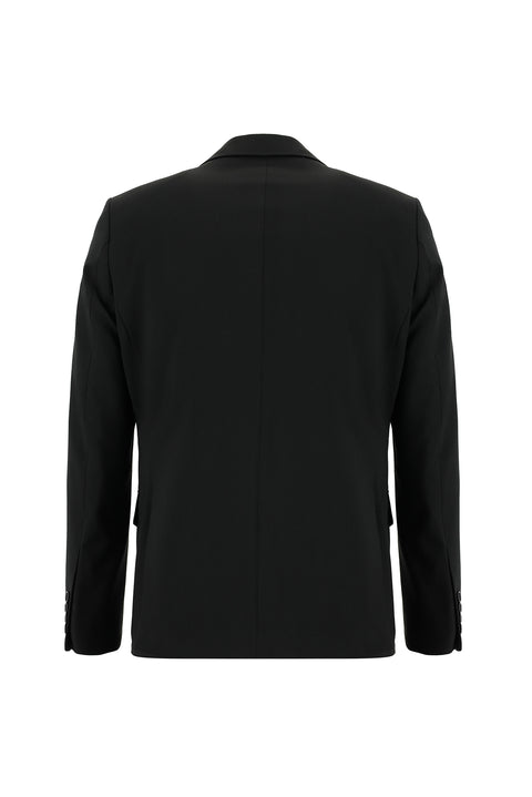 Black 6-Drop Regular Fit Standard Cut Wool Suit
