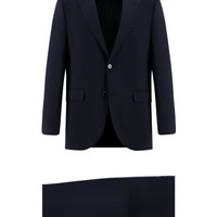 Black and Navy Blue 7 Drop Slim Fit Narrow Cut Wool Suit