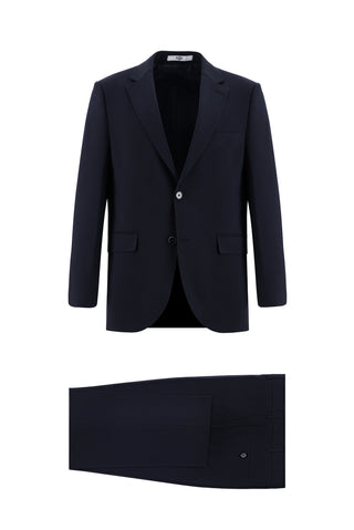  Siyah Lacivert 4 Drop Relaxed Fit Rahat Kesim Yünlü Takım Elbise