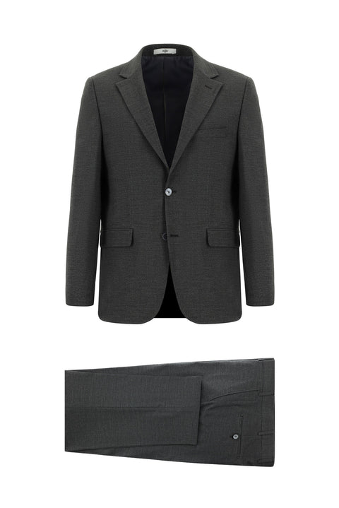 Dark Gray 7 Drop Slim Fit Narrow Cut Wool Suit