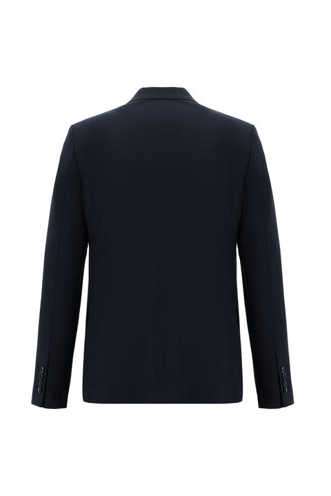 Black and Navy Blue 4-Drop Relaxed Fit Wool Suit