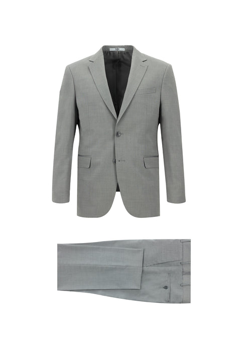 Medium Gray 7 Drop Slim Fit Narrow Cut Wool Suit