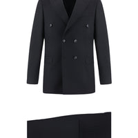 Black 6-Drop Regular Fit Standard Cut Wool Double-Breasted Suit