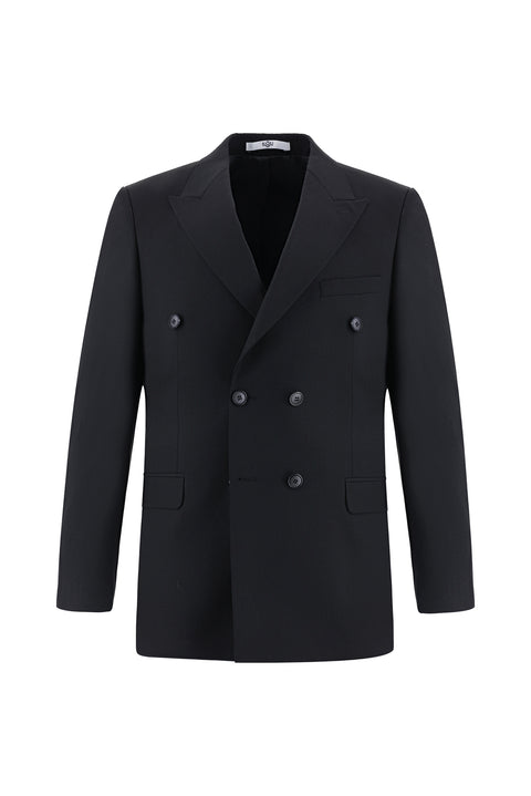 Black 7 Drop Super Slim Fit Extra Narrow Cut Wool Double-Breasted Suit