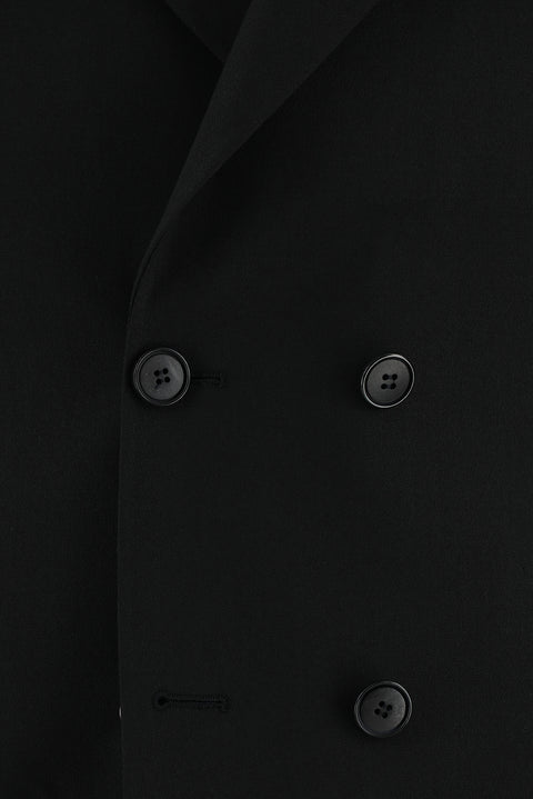 Black 6-Drop Regular Fit Standard Cut Wool Double-Breasted Suit