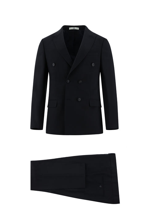Dark Navy 7 Drop Super Slim Fit Extra Narrow Cut Wool Double-Breasted Suit
