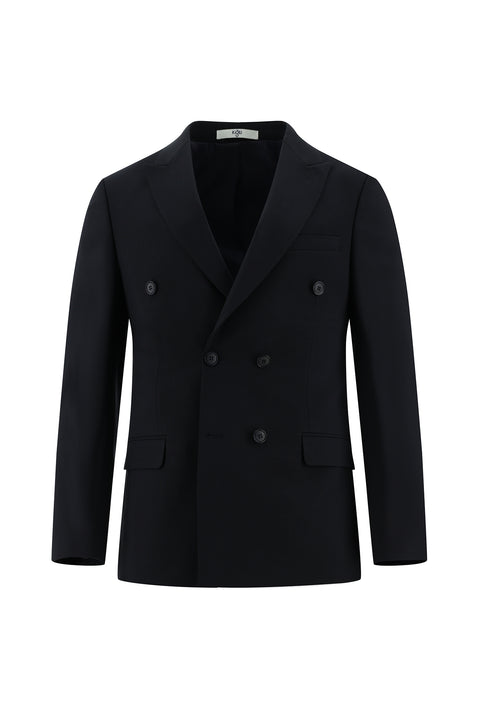 Dark Navy 7 Drop Slim Fit Narrow Cut Wool Double-Breasted Suit