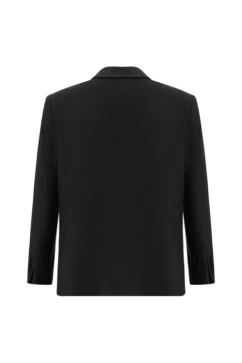 Black 4-Drop Relaxed Fit Wool Suit