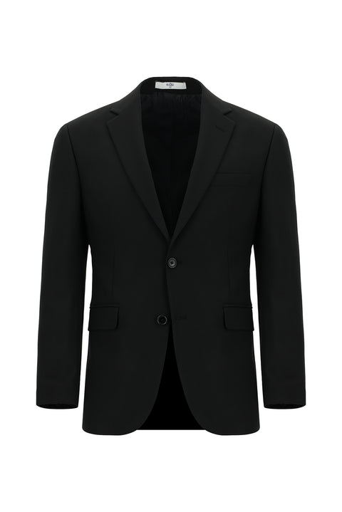 Black 6-Drop Regular Fit Standard Cut Wool Suit