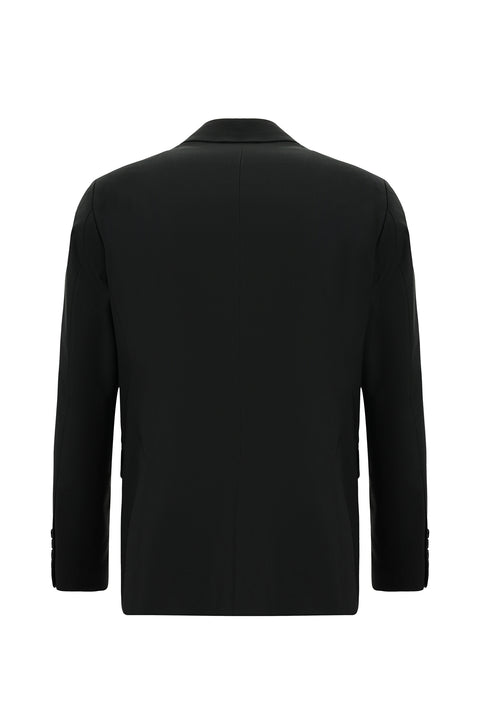 Black 4-Drop Relaxed Fit Wool Suit
