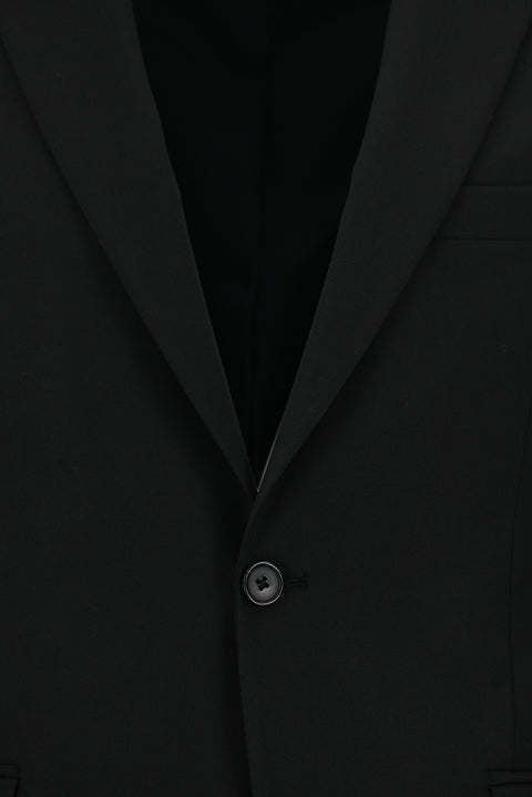 Black 6-Drop Regular Fit Standard Cut Wool Suit