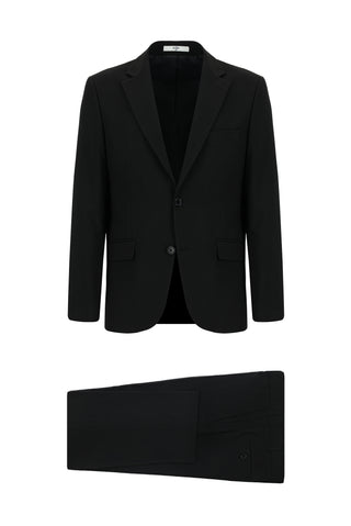  Siyah 6 Drop Regular Fit Standart Kesim Yünlü Takım Elbise