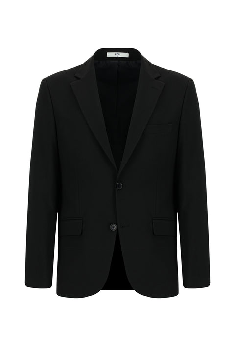 Siyah 7 Drop Slim Fit Dar Kesim Yünlü Takım Elbise