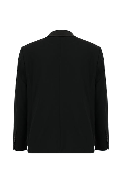 Black 4-Drop Relaxed Fit Wool Suit