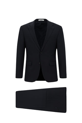  Koyu Lacivert 7 Drop Slim Fit Dar Kesim Yünlü Takım Elbise