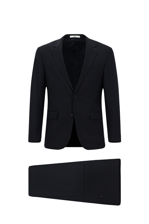 Dark Navy 4-Drop Relaxed Fit Wool Suit