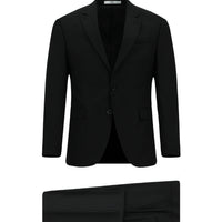 Siyah 4 Drop Relaxed Fit Rahat Kesim Mono Yaka Yünlü Takım Elbise