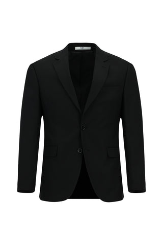  Siyah 4 Drop Relaxed Fit Rahat Kesim Mono Yaka Yünlü Takım Elbise
