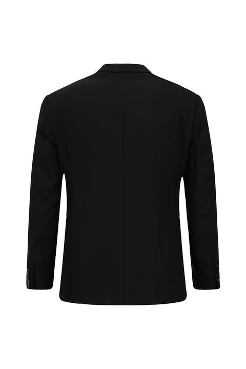 Siyah 8 Drop Long Slim Fit Uzun Dar Kesim Mono Yaka Yünlü Takım Elbise