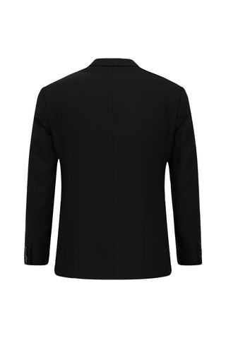  Siyah 7 Drop Super Slim Fit Eksra Dar Kesim Mono Yaka Yünlü Takım Elbise
