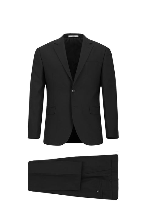 Dark Anthracite 4-Drop Relaxed Fit Notch Lapel Wool Suit