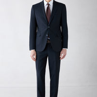 Dark Navy 7 Drop Slim Fit Narrow Cut Mono Collar Wool Suit
