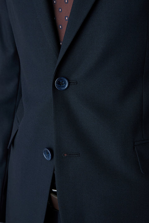 Dark Navy 7 Drop Slim Fit Narrow Cut Mono Collar Wool Suit