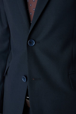  Koyu Lacivert 7 Drop Super Slim Fit Eksra Dar Kesim Mono Yaka Yünlü Takım Elbise