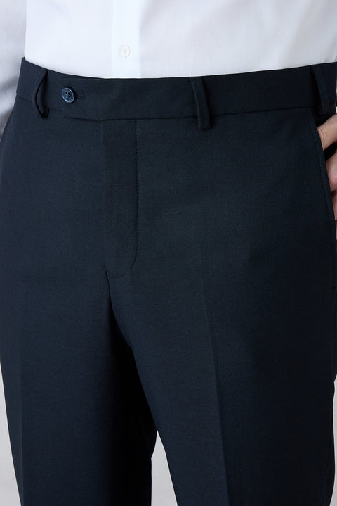 Dark Navy 7 Drop Slim Fit Narrow Cut Mono Collar Wool Suit
