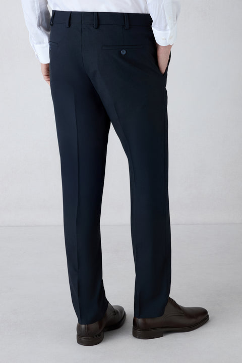Dark Navy 4-Drop Relaxed Fit Comfortable Cut Mono-Neck Wool Suit